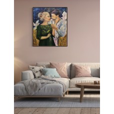 Ukrainian couple in love, original, oil on canvas 105*120 cm, modern Ukrainian art - artist Marіna Stognieva